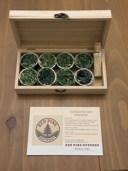 Decorative Box Fire Starter Kit (all natural components) with Matches