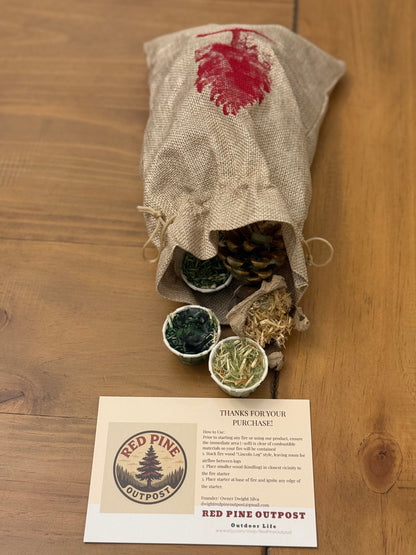 Decorative Burlap Sack and 15 Variety Fire Starters