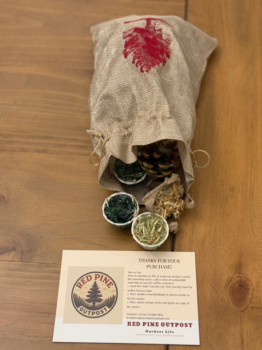Decorative Burlap Sack and 18 Variety Fire Starters