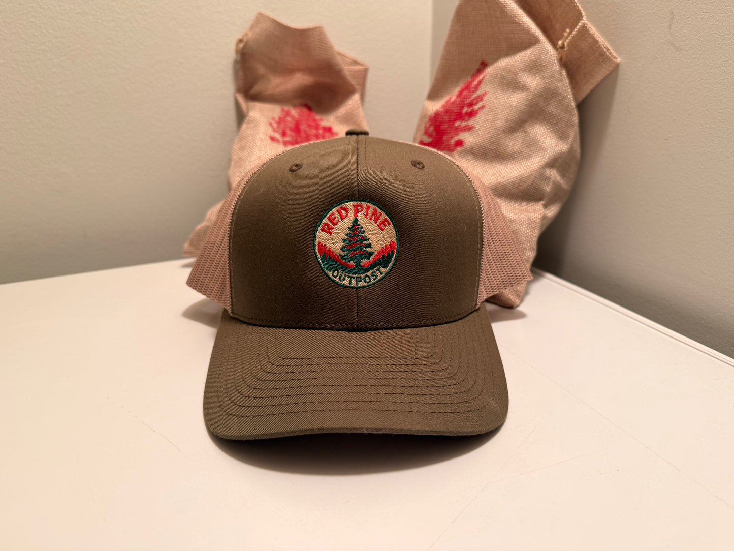 Smoke Chaser Retro Trucker hat with Red Pine Logo